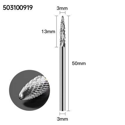 Carbide Rotary Burrs with 3mm Shank Diameter, 50mm/70mm/100mm Overall Length