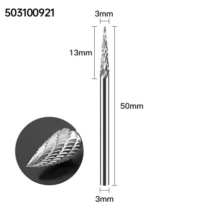 Carbide Rotary Burrs with 3mm Shank Diameter, 50mm/70mm/100mm Overall Length