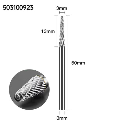 Carbide Rotary Burrs with 3mm Shank Diameter, 50mm/70mm/100mm Overall Length