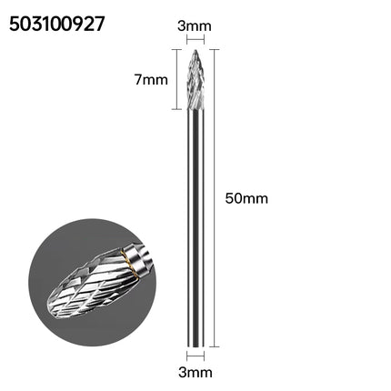 Carbide Rotary Burrs with 3mm Shank Diameter, 50mm/70mm/100mm Overall Length