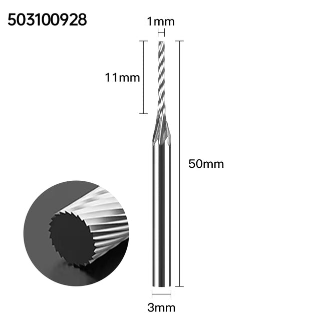 Carbide Rotary Burrs with 3mm Shank Diameter, 50mm/70mm/100mm Overall Length
