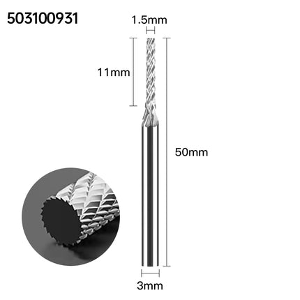Carbide Rotary Burrs with 3mm Shank Diameter, 50mm/70mm/100mm Overall Length