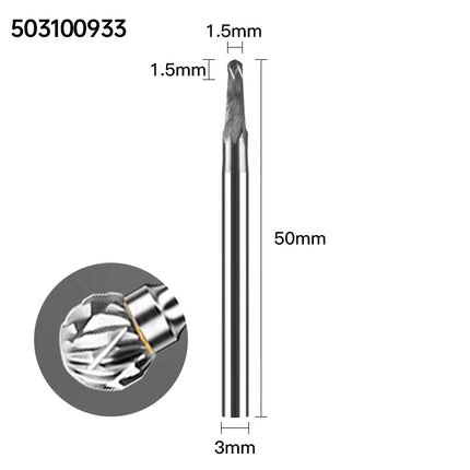 Carbide Rotary Burrs with 3mm Shank Diameter, 50mm/70mm/100mm Overall Length