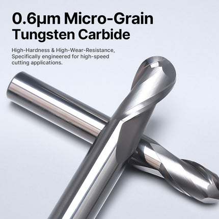 Carbide 2 Flute Ball Nose End Mill for Aluminum HRC55