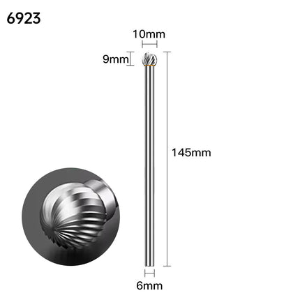 Extended Length Carbide Rotary Burr, 150mm Overall Length, 6mm Shank