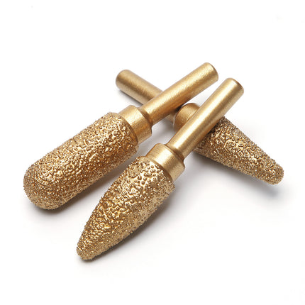 Rotary File Iron Steel Burr 3PCS 6mm Diamond Grinding Head 60mm Long Polish Bit for Engraving Polishing Stone Rotary Tools