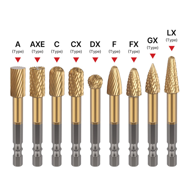 HUHAO Rotary Burrs Rotary File Drill Bit Hexagon Shank Titanium Coating Carbide Steel Electric Screw Alloy CNC Milling Cutter