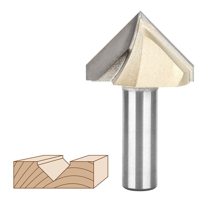 HUHAO 90 Degree V-type Woodworking Milling Cutter Carbide CNC Router Bit V Groove For Wood MDF Cutting Slotting Engraving Tools