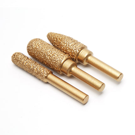 Rotary File Iron Steel Burr 3PCS 6mm Diamond Grinding Head 60mm Long Polish Bit for Engraving Polishing Stone Rotary Tools