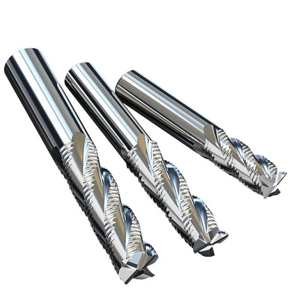 HUHAO 4 Flutes Aluminum Roughing End Mill Full-Grinding Wave Edge Milling Cutter HSS Endmills Open-Coarse End Mill