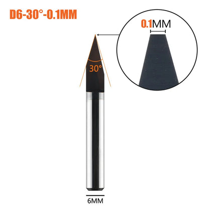 1pc Flat bottom Carbide PCB Engraving Bit 6 0.3mm 0.2mm,0.1mm Router Tool for brass steel stainless steel German rod