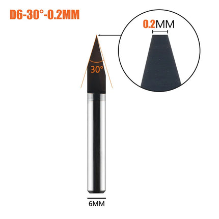 1pc Flat bottom Carbide PCB Engraving Bit 6 0.3mm 0.2mm,0.1mm Router Tool for brass steel stainless steel German rod