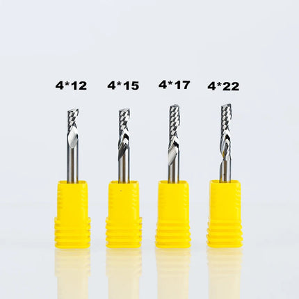 HUHAO 4mm Single Flute Spiral Cutter router bit CNC For Acrylic PVC MDF End Mill Carbide Milling Cutter