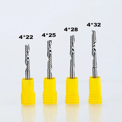 HUHAO 4mm Single Flute Spiral Cutter router bit CNC For Acrylic PVC MDF End Mill Carbide Milling Cutter
