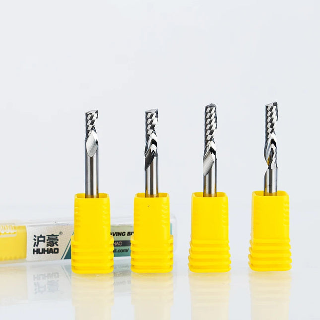 HUHAO 4mm Single Flute Spiral Cutter router bit CNC For Acrylic PVC MDF End Mill Carbide Milling Cutter