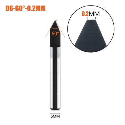 1pc Flat bottom Carbide PCB Engraving Bit 6 0.3mm 0.2mm,0.1mm Router Tool for brass steel stainless steel German rod