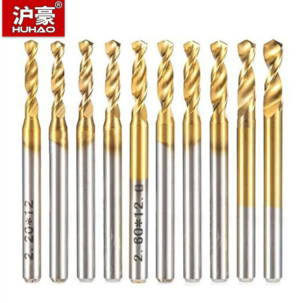 HUHAO 10PCS 1/8 Shank PCB Drill Bit Set 3.175mm PCB Carbide TiN Coated Tools