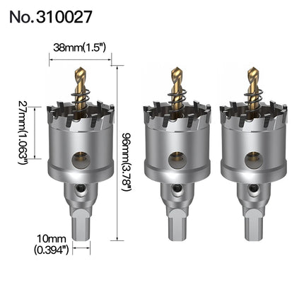 HUHAO 3PCS TCT Hole Saw Drill Bit Alloy Carbide Tipped Hole Cutter With Titanium-Plated Pilot Tools For Metal Stainless Steel