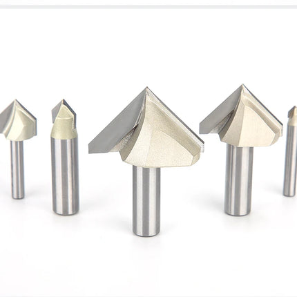 HUHAO 90 Degree V-type Woodworking Milling Cutter Carbide CNC Router Bit V Groove For Wood MDF Cutting Slotting Engraving Tools