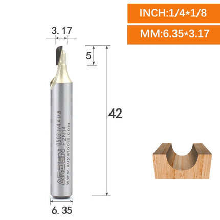 ARDEN Core Box Bit Carbide Round Bottom Groove Milling Cutter Radius Ball Nose Woodworking Router Bit Semi-circular CNC Bit