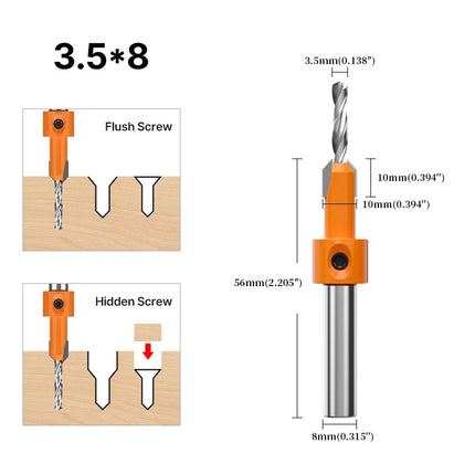 HUHAO 8mm Shank HSS Woodworking Countersink Router Bit Screw Extractor Remon Demolition for Wood Milling Cutter Woodworking Tool