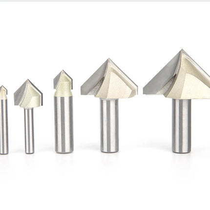 HUHAO 90 Degree V-type Woodworking Milling Cutter Carbide CNC Router Bit V Groove For Wood MDF Cutting Slotting Engraving Tools