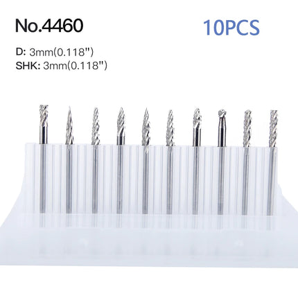 HUHAO 10/20PCS 3mm Shank Carbide Steel Rotary Burrs Set Double Diamond Rotary File Milling Cutter Wood Grinding Rotary CNC Tools