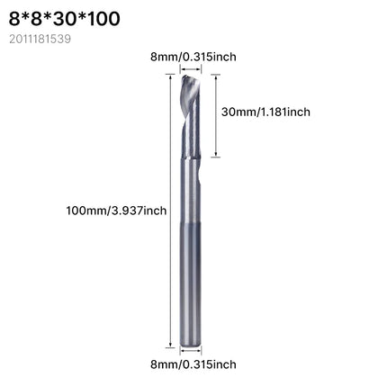 HUHAO 8mm 10mm Shank Milling Cutter Carbide End Mills for Aluminium Metal Single Flute DLC Coated Router Bits Cutting CNC Tools