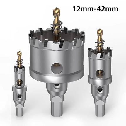 HUHAO 5A TCT Hole Saw Carbide Drill Bit For Metal Alloy Iron Stainless Steel Drilling 12mm-40mm Set Hole Saw Cutter Drilling