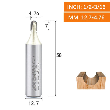 ARDEN Core Box Bit Carbide Round Bottom Groove Milling Cutter Radius Ball Nose Woodworking Router Bit Semi-circular CNC Bit