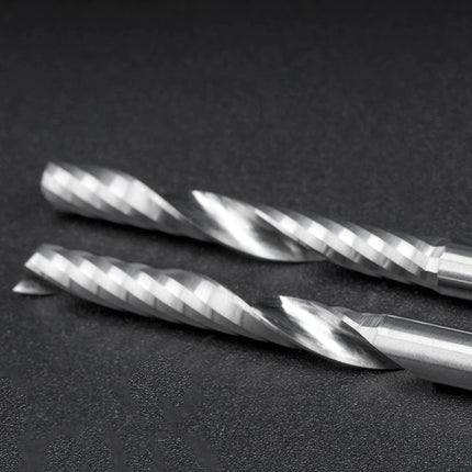 HAHAO 10PC 4mm Carbide Alloy Cutter CNC Milling Cutter 1 Flute Left Spiral Router Bits Wood Engraving Woodworking Tools