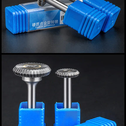 HUHAO Y Type Carbide Rotary File for Steel Grinding Head Milling Cutter Y Type 90 degree Disc 6mm Shank Single Groove Engraving Tool Burr
