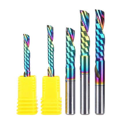 Single O Flute Carbide Spiral End Mill DLC Coating 3D CNC Engraving Milling Cutter for Wood Acrylic Tool