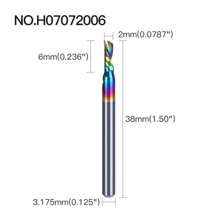 Single O Flute Carbide Spiral End Mill DLC Coating 3D CNC Engraving Milling Cutter for Wood Acrylic Tool