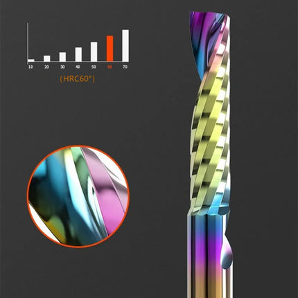 3.175/4/6mm  Shank Single blade spiral milling cutter,HRC60 Carbide  CNC Router Bit aluminium .Plastic. Acrylic trimming knife