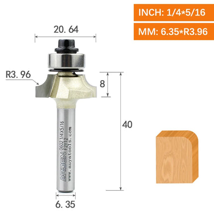ARDEN Round Corner Chamfering Milling Cutter Carbide Round Over Router Bit Radius Edge Woodworking Trimming CNC Tool Wood MDF