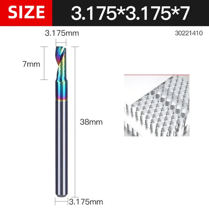 HUHAO 3.175 4 6 8mm Single Flute End Mill HRC70 Aluminum Spiral Router Bit DLC Coating Carbide Steel CNC Solid Milling Cutter