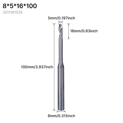 HUHAO 8mm 10mm Shank Milling Cutter Carbide End Mills for Aluminium Metal Single Flute DLC Coated Router Bits Cutting CNC Tools