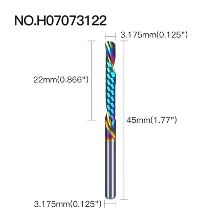 Single O Flute Carbide Spiral End Mill DLC Coating 3D CNC Engraving Milling Cutter for Wood Acrylic Tool
