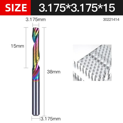 HUHAO 3.175 4 6 8mm Single Flute End Mill HRC70 Aluminum Spiral Router Bit DLC Coating Carbide Steel CNC Solid Milling Cutter