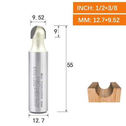 ARDEN Core Box Bit Carbide Round Bottom Groove Milling Cutter Radius Ball Nose Woodworking Router Bit Semi-circular CNC Bit