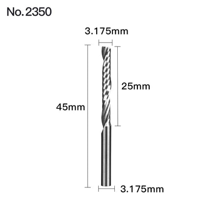 HUHAO 1PCS 3.175mm Shank Single Flute Spiral Milling Cutter Carbide End Mill CNC Router Bit Engraving Cut for Acrylic Wood MDF