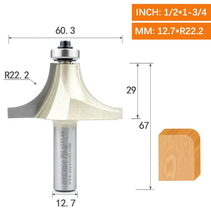 ARDEN Round Corner Chamfering Milling Cutter Carbide Round Over Router Bit Radius Edge Woodworking Trimming CNC Tool Wood MDF