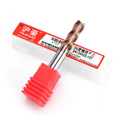 HUHAO 4mm 5mm 6mm 8mm HRC55 Milling Cutter 4 Flutes Flat End Mill CNC Maching Endmills Alloy Coating Carbide Steel CNC Tools
