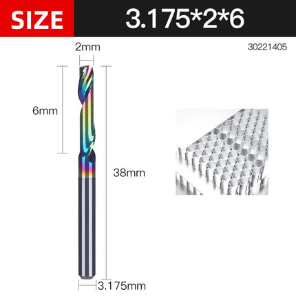 HUHAO 3.175 4 6 8mm Single Flute End Mill HRC70 Aluminum Spiral Router Bit DLC Coating Carbide Steel CNC Solid Milling Cutter
