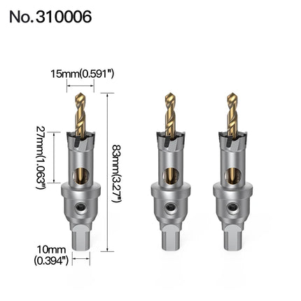 HUHAO 3PCS TCT Hole Saw Drill Bit Alloy Carbide Tipped Hole Cutter With Titanium-Plated Pilot Tools For Metal Stainless Steel