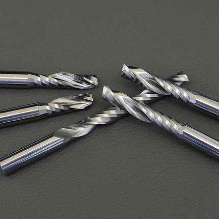 HAHAO 10PC 4mm Carbide Alloy Cutter CNC Milling Cutter 1 Flute Left Spiral Router Bits Wood Engraving Woodworking Tools