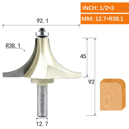 ARDEN Round Corner Chamfering Milling Cutter Carbide Round Over Router Bit Radius Edge Woodworking Trimming CNC Tool Wood MDF