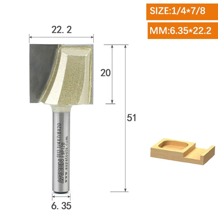 ARDEN Inch Woodworking Flat Bottom 2 Flutes Carbide Bottom Router Bit  Slotting Carving CNC Tool for Plywood MDF Solid wood