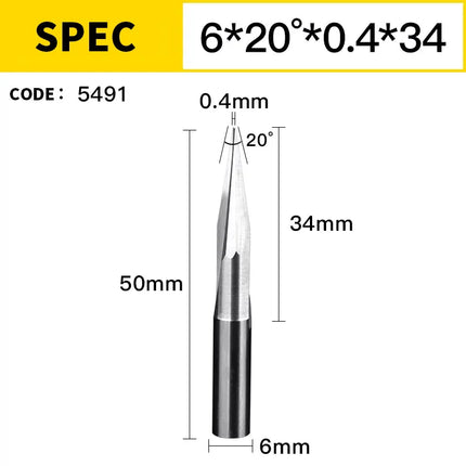 HUHAO 3D 6mm Shank Engraving Bit V Shape Milling Cutter 2 Flutes Carbide End Mill CNC Router Bit for Wood MDF Woodworking Tools